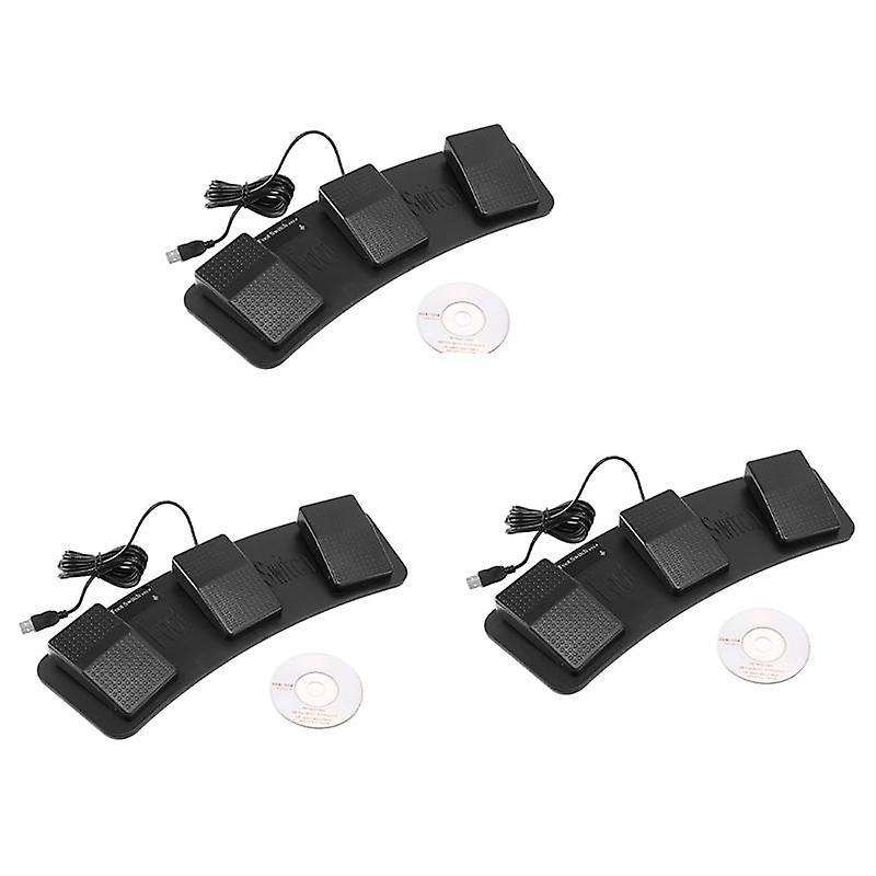 3x Fs3-p Usb Triple Foot Switch Pedal Control Keyboard Mouse Plastic