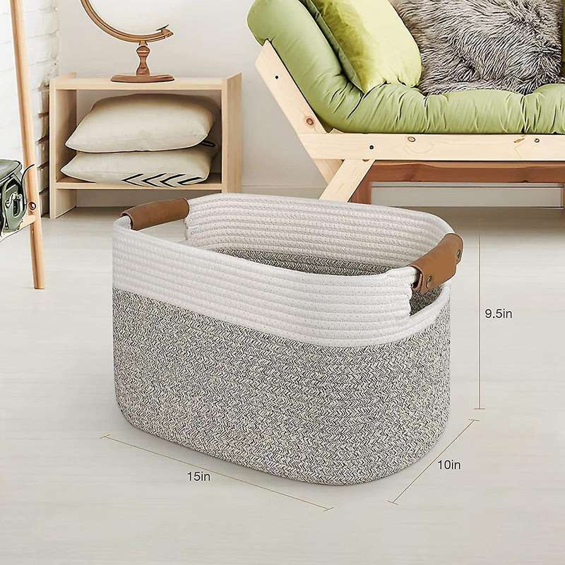 3 Pack Woven Cotton Rope Storage Baskets, for Organizing,with Handles
