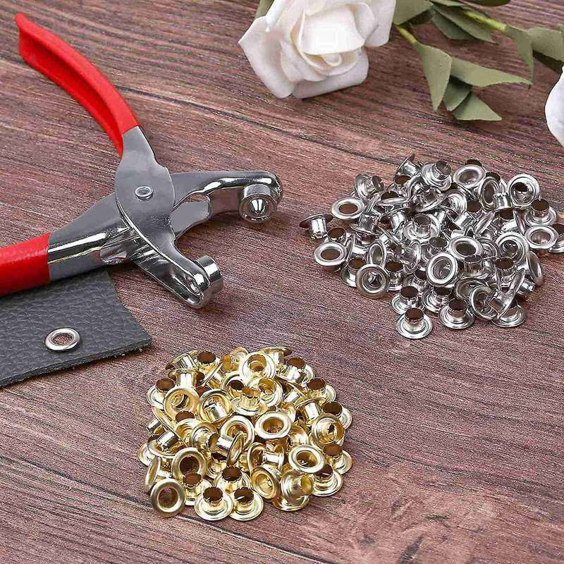 401pcs 1/4inch 6mm Grommet Eyelet Pliers Kit, with 400 Metal Eyelets