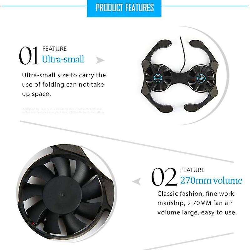 Laptop Cooling Base, Easy to Carry,with 2 Silent Fans and Usb Port