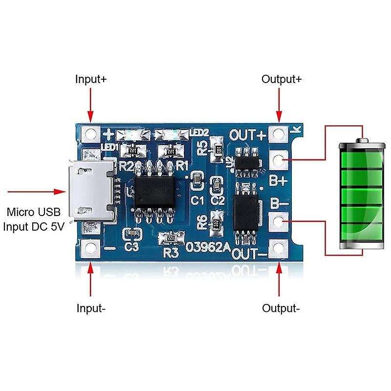 6pcs for Tp4056 Charging Module with Battery Protection 18650 Bms 5v