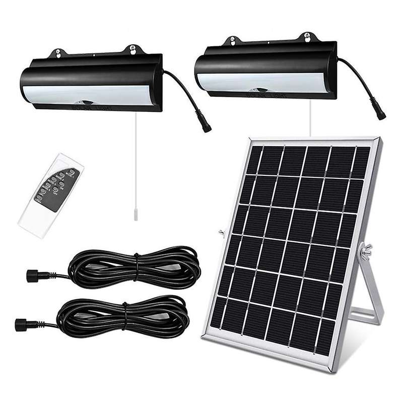 Double Head Solar Pendant Light with Remote Control Warm White
