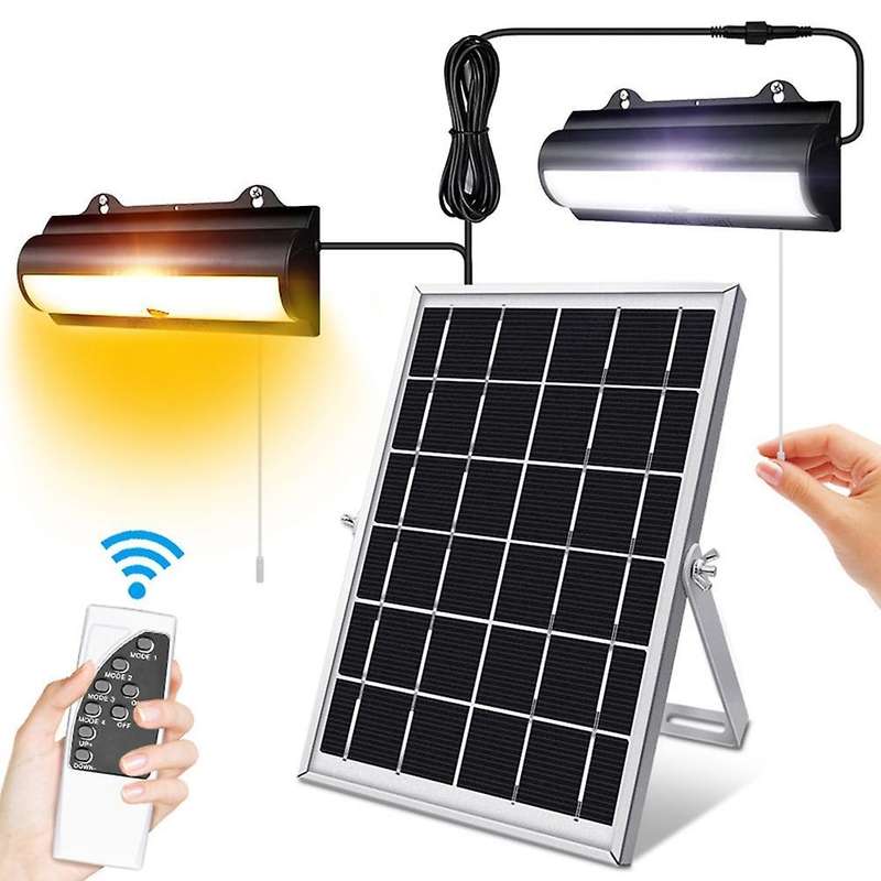 Double Head Solar Pendant Light with Remote Control Warm White