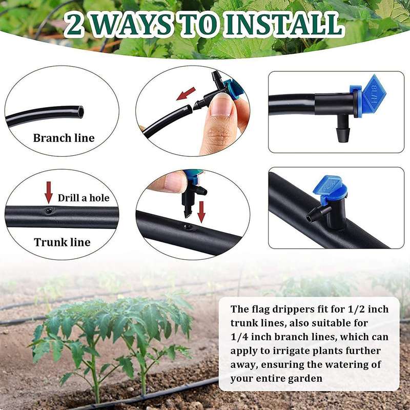 60 Pieces Irrigation Drip Emitter Garden Flag Irrigation Dripper