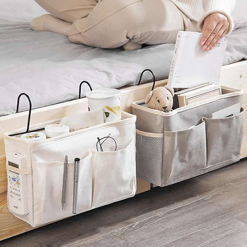 Bedside Hanging Pocket Bedside Storage Caddy Organizer Holder,grey