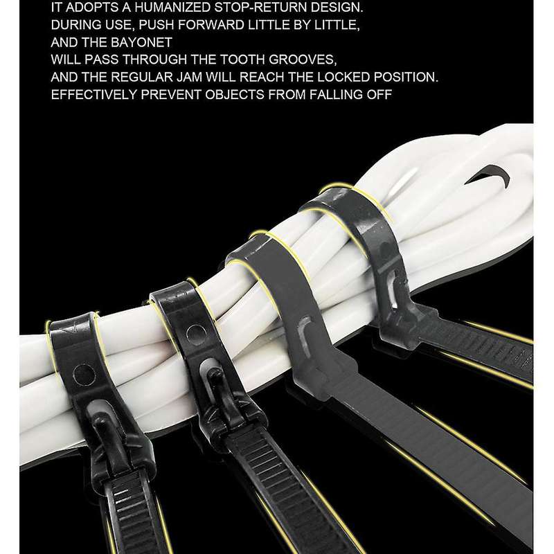 200mm Releasable Cable Ties Colored Plastics Reusable (white)