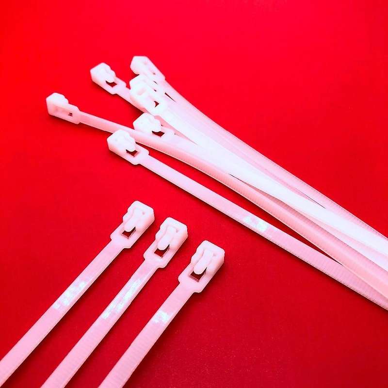 200mm Releasable Cable Ties Colored Plastics Reusable (white)