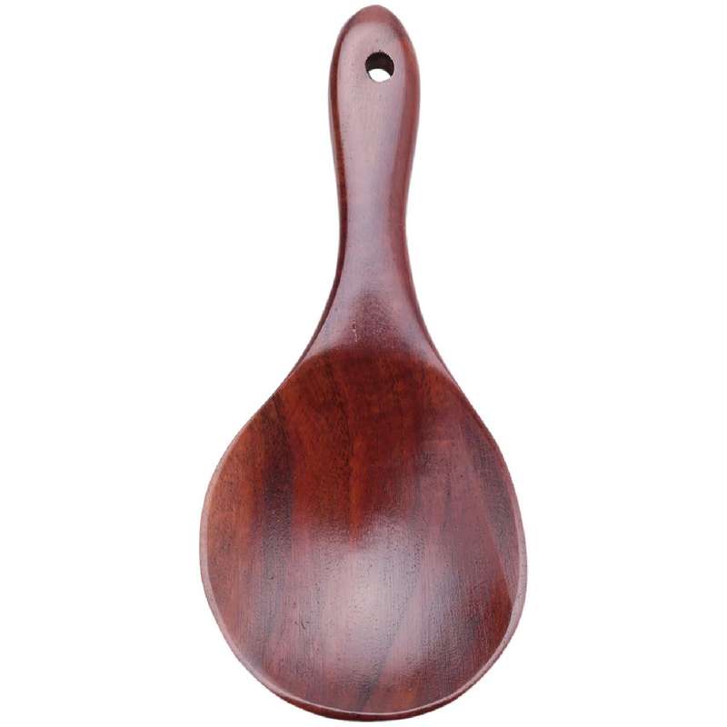 2x Teak Wood Spoon Natural Solid Wood Rice Spoon Wooden Rice Paddle