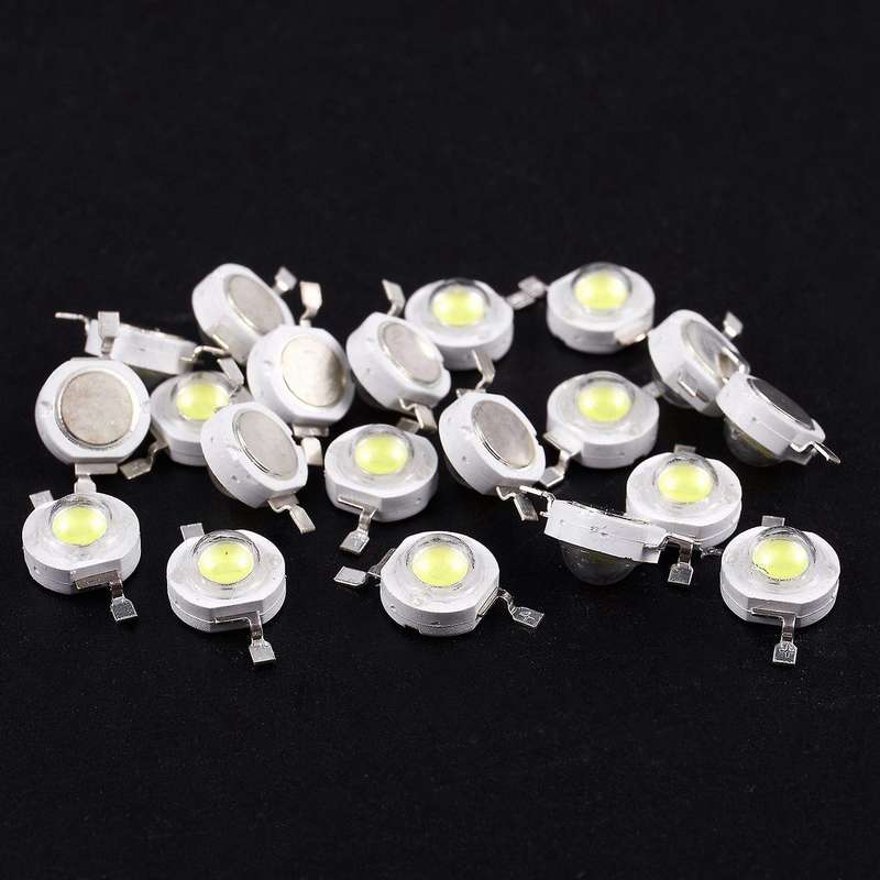 20 Pcs High Power 2 Pin 3w White Led Bead Emitters 170-190lm 6000k