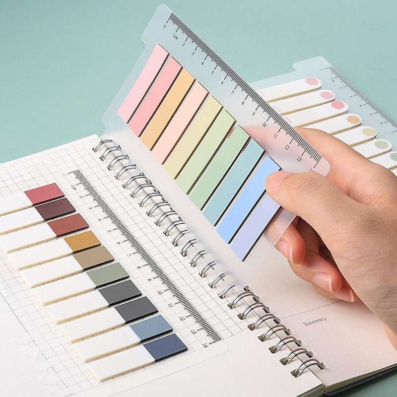 860pcs Sticky Index Tabs with 5pcs Centimeter Scale Rulers, 4 Styles