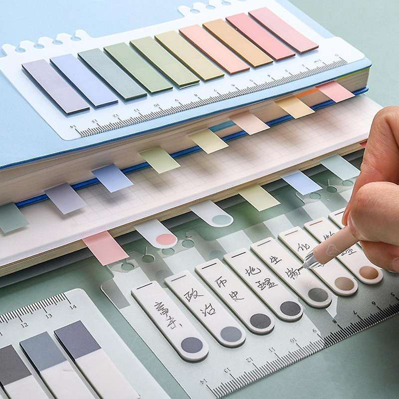 860pcs Sticky Index Tabs with 5pcs Centimeter Scale Rulers, 4 Styles
