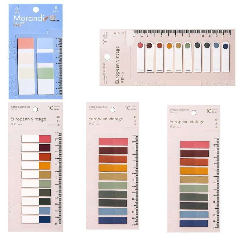 860pcs Sticky Index Tabs with 5pcs Centimeter Scale Rulers, 4 Styles