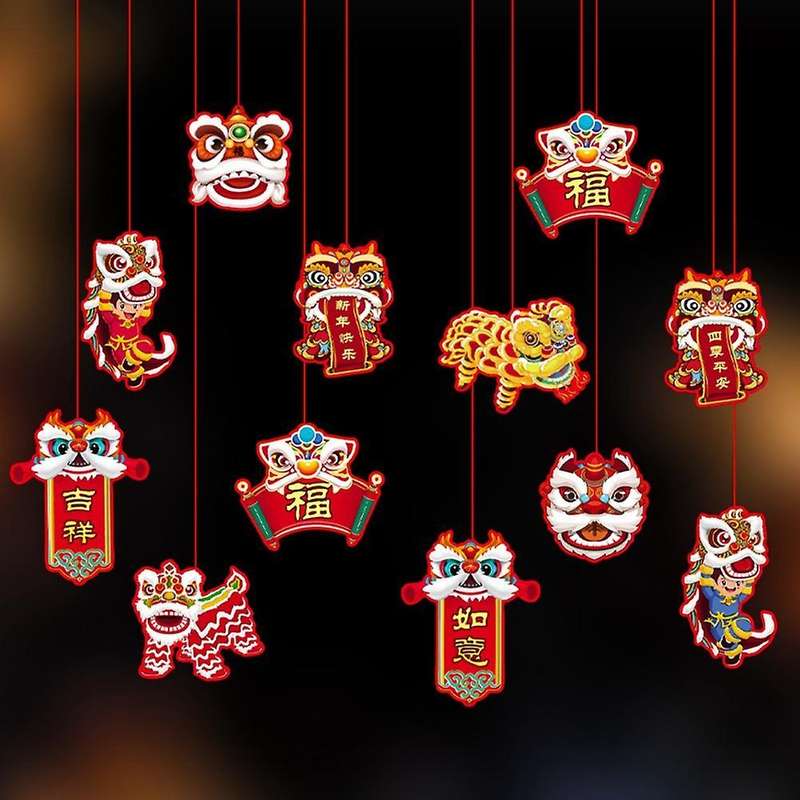 2022 Tiger 12pcs/pack New Year Decor Chinese Knot Hanging Ornaments,a
