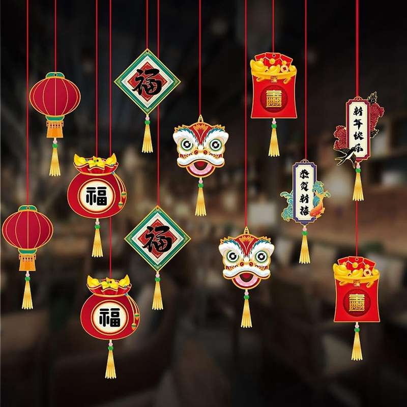 2022 Tiger 12pcs/pack New Year Decor Chinese Knot Hanging Ornaments,a