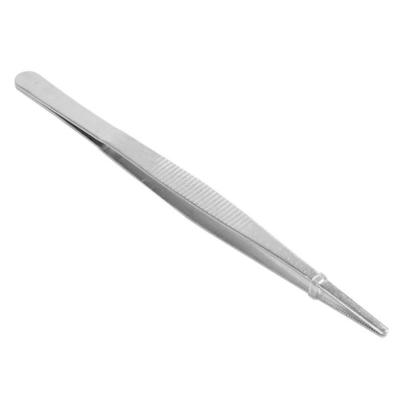Industries Round Tip Straight Anti-static Tweezers Black 10pcs