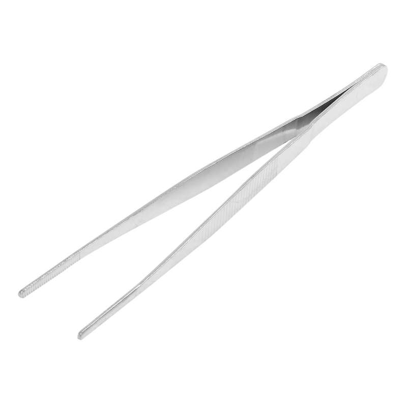 Industries Round Tip Straight Anti-static Tweezers Black 10pcs