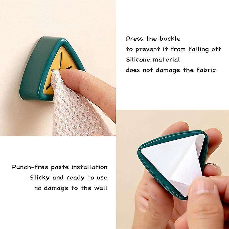 Kitchen Towel Hooks, Self-adhesive Towel Plug Wall Mount Hook, 4 Pack
