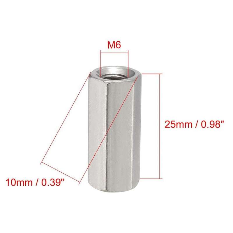4pcs M6 X 1 Pitch 25 Mm Long 304 Stainless Steel Metric Hexagon Stud