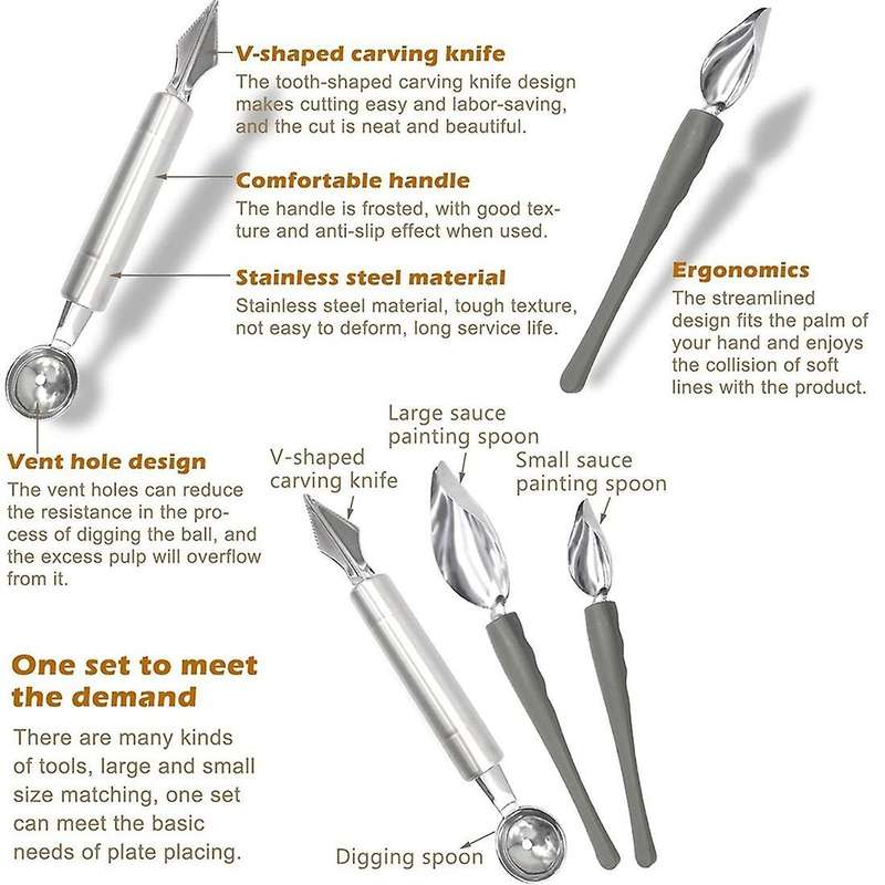 3 Pcs Drawing Decorating Spoon Ball Cutter,for Diy Fruit Muffin Decor