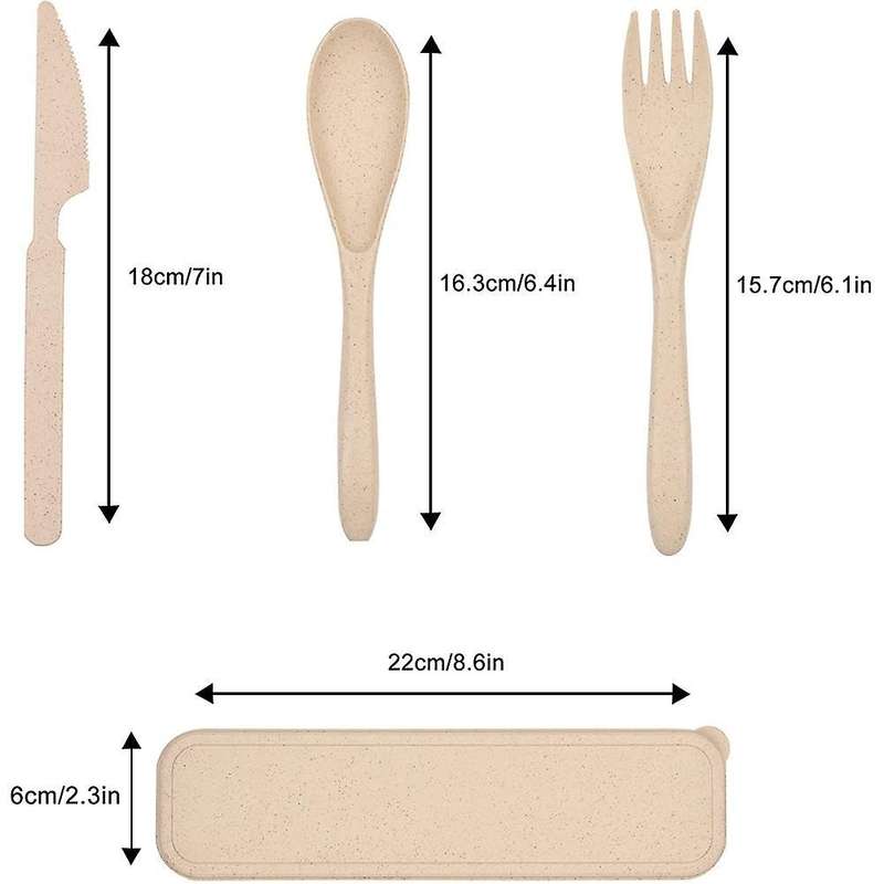4pcs Reusable Plastic Spoon Cutlery, Portable Camping Cutlery (beige)