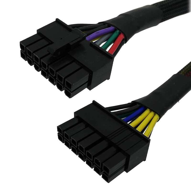 24 Pin to 14 Pin Atx Psu Main Power Adapter Braided Sleeved Cable