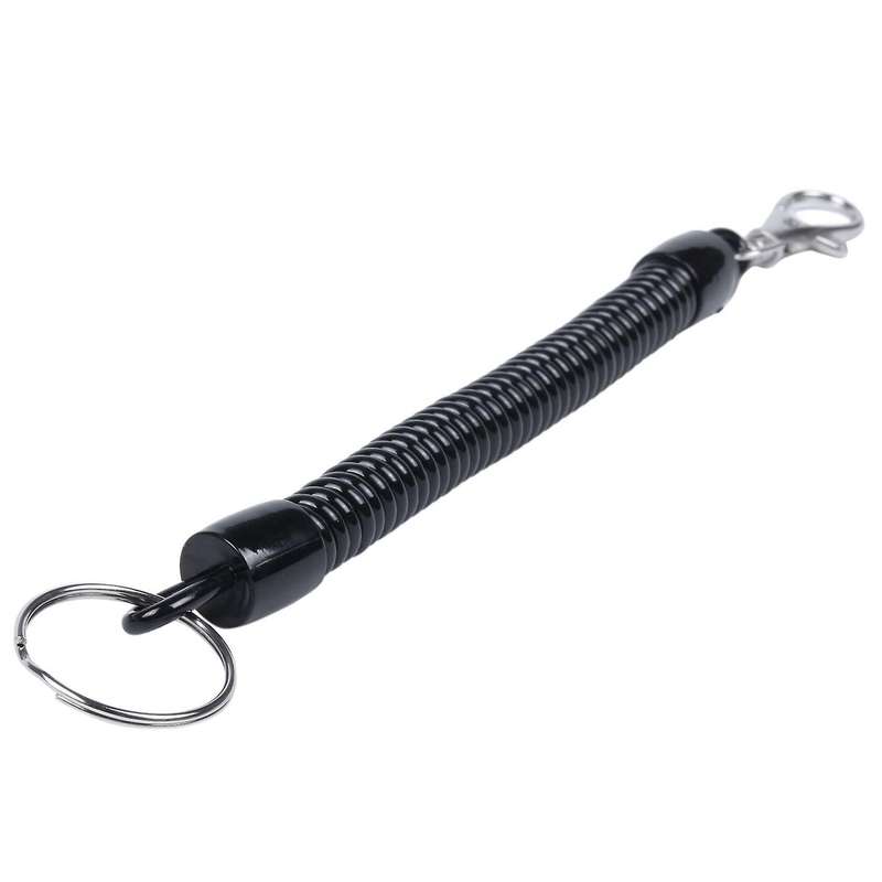 Lobster Clasp Black Spring Stretchy Coil Cord Strap Keychain