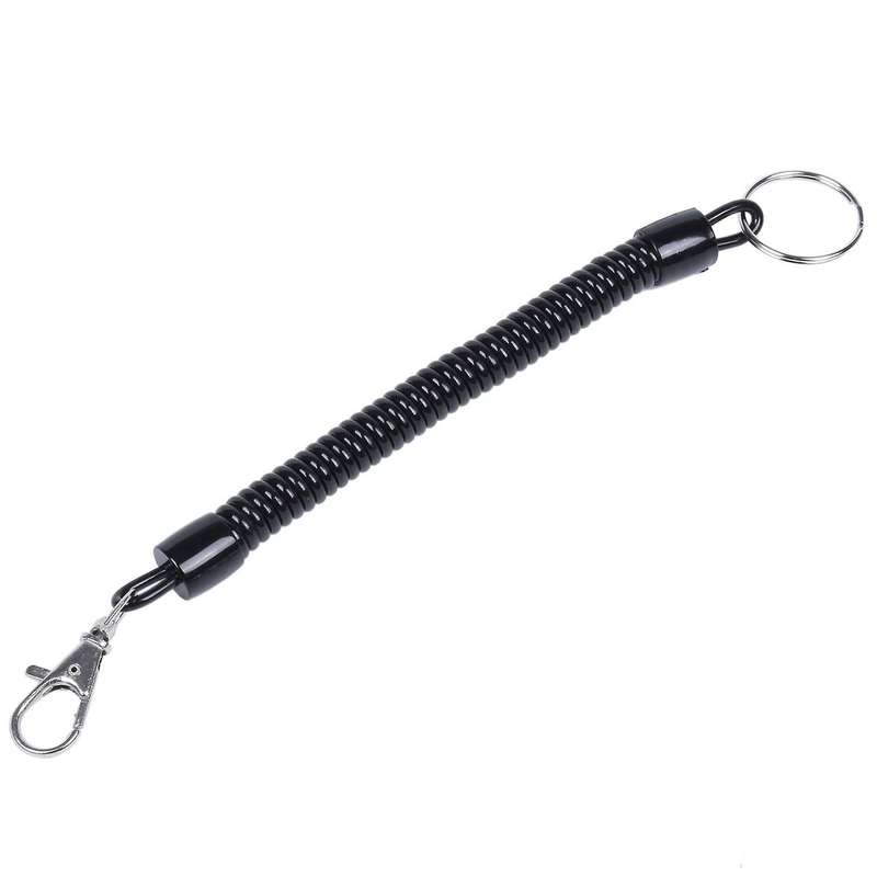 Lobster Clasp Black Spring Stretchy Coil Cord Strap Keychain