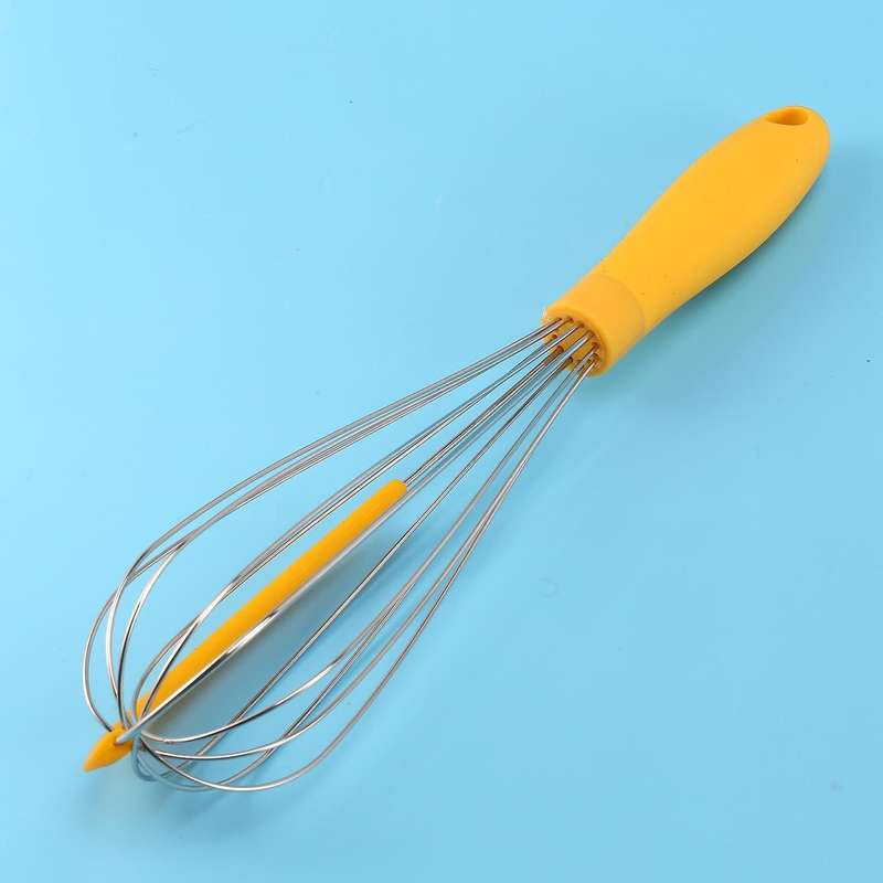 304 Stainless Steel Balloon Whisk with Silicone Scraper ,yellow