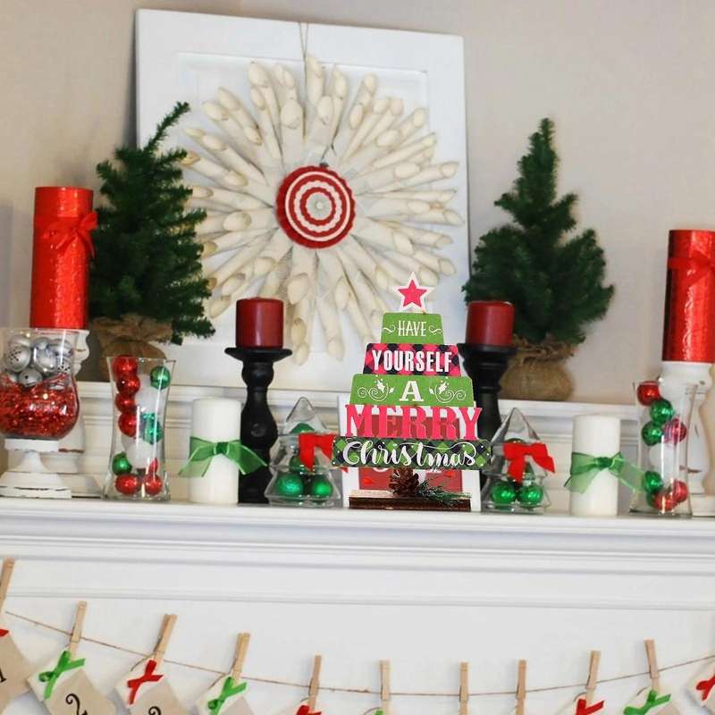 Wooden Santa Claus Christmas Decoration for Home Xmas Ornaments-green