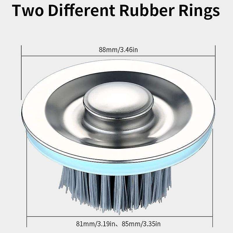 Kitchen Sink Stopper with Brush, Diameter 3.46in for Garbage Disposal