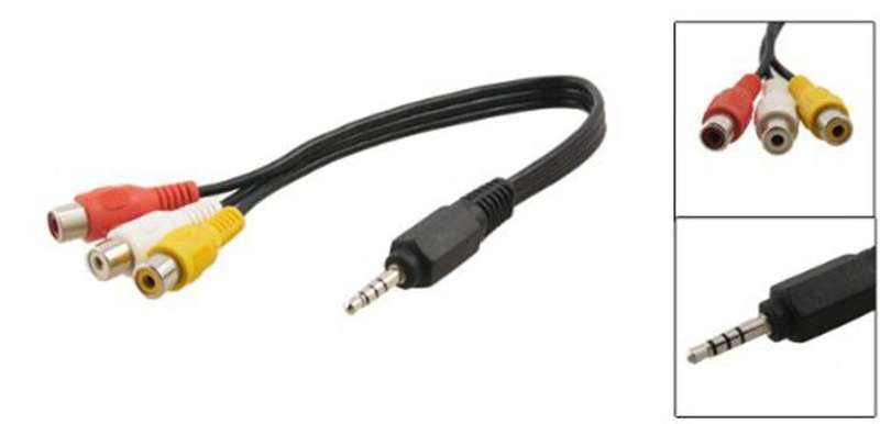 Black 3.5mm Plug Male to 3 Rca Female Adapter Audio Video Cable