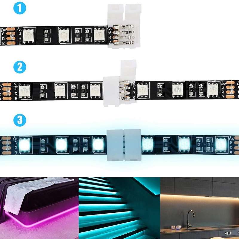 50packs 4-pin Rgb Led Light Strip Connectors
