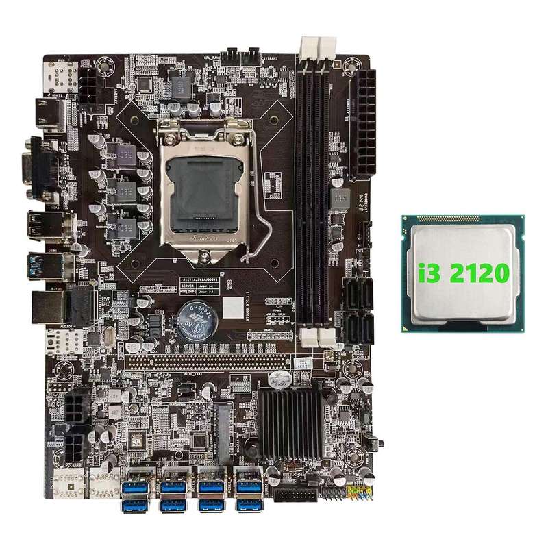 B75 Btc Mining Motherboard+i3 2120 Cpu B75 Usb Btc Miner Motherboard