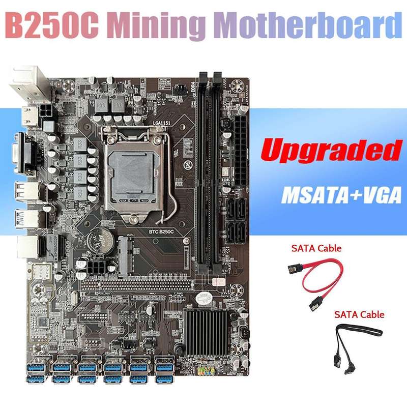 B250c Mining Motherboard+2xsata Cable Support Ddr4 Ram for Eth Miner