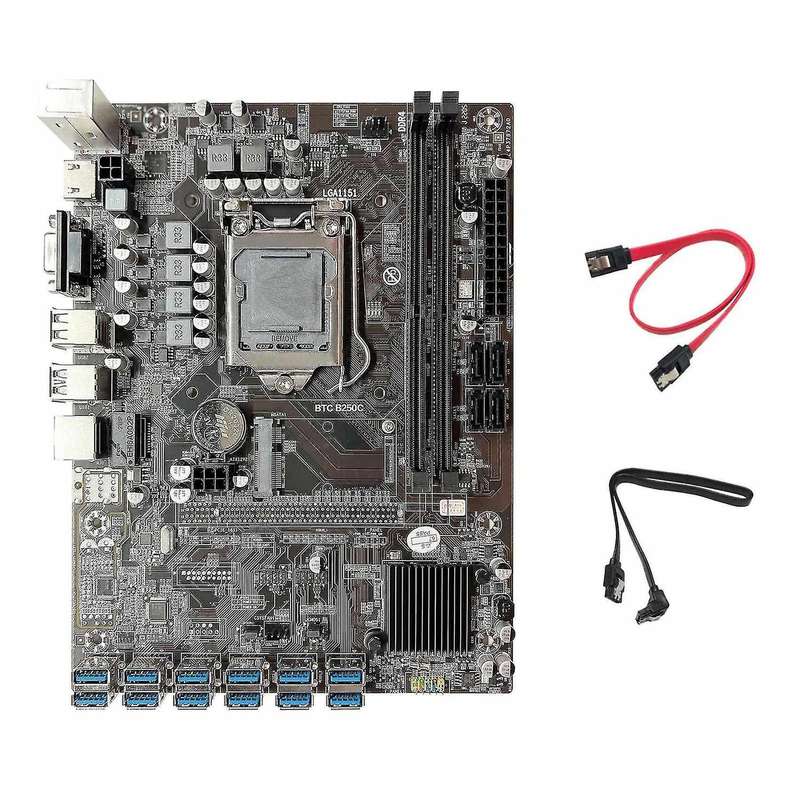 B250c Mining Motherboard+2xsata Cable Support Ddr4 Ram for Eth Miner