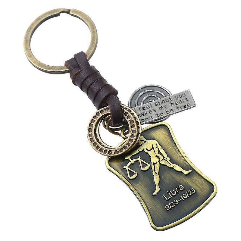 Keychains Constellation Tag Key Pendant Retro Key Chain(libra)