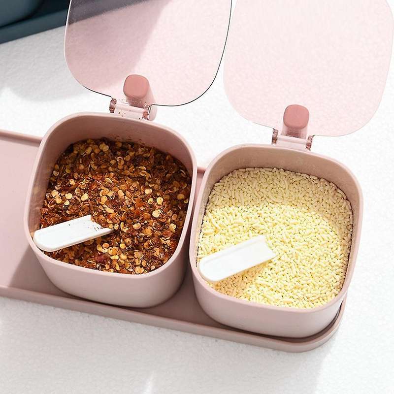 Spices Box Pepper Spice Shaker Kitchen Condiment Jars with Spoons A