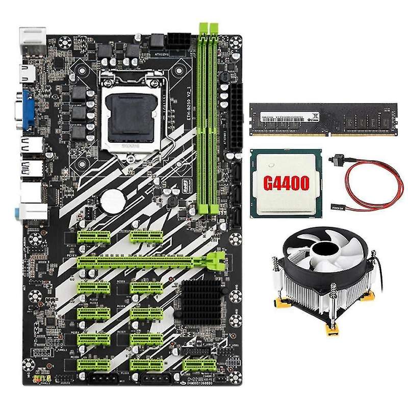 B250 Btc Mining Motherboard with 4400cpu+8g Ddr4 Ram 12 Pci-e Slots