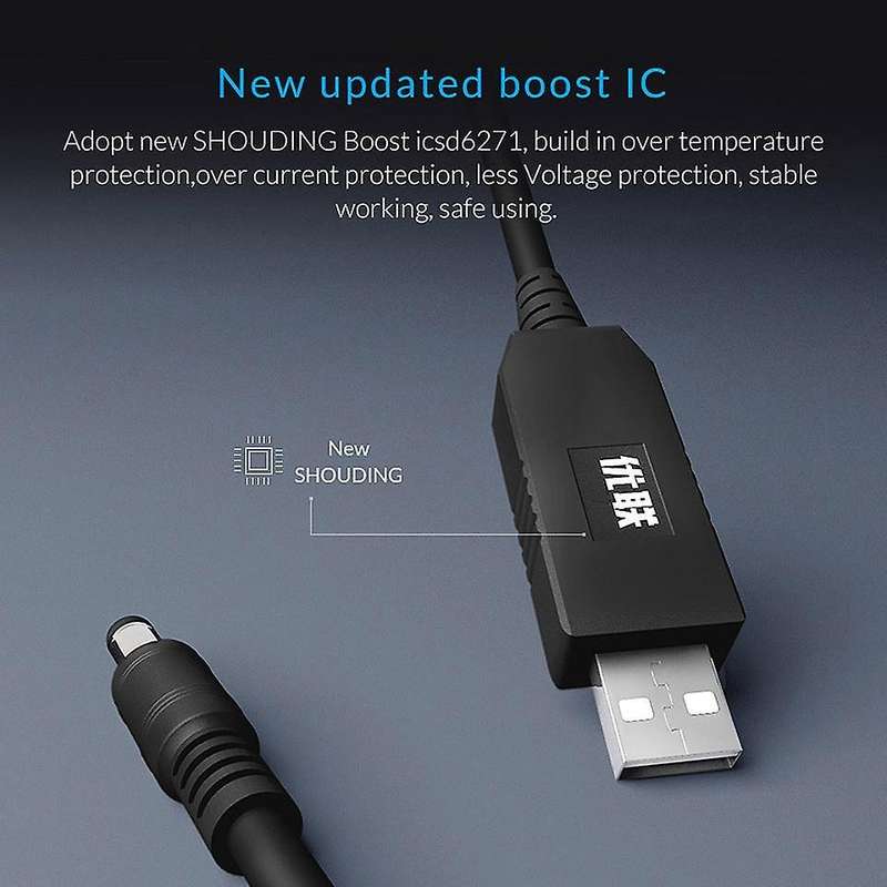 Unnlink 1m Dc 5v to 12v 0.8-1a Usb to Dc 5.5x2.1mm Cable