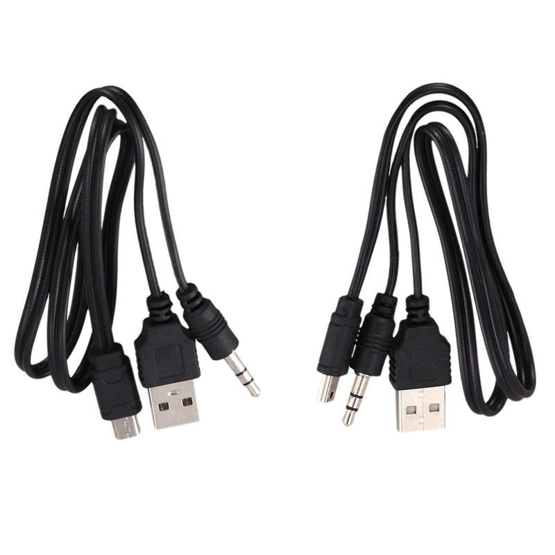 Usb 2.0 to Mini A Male 3.5mm Jack Plug Audio Data Cable 45cm 2 Pcs