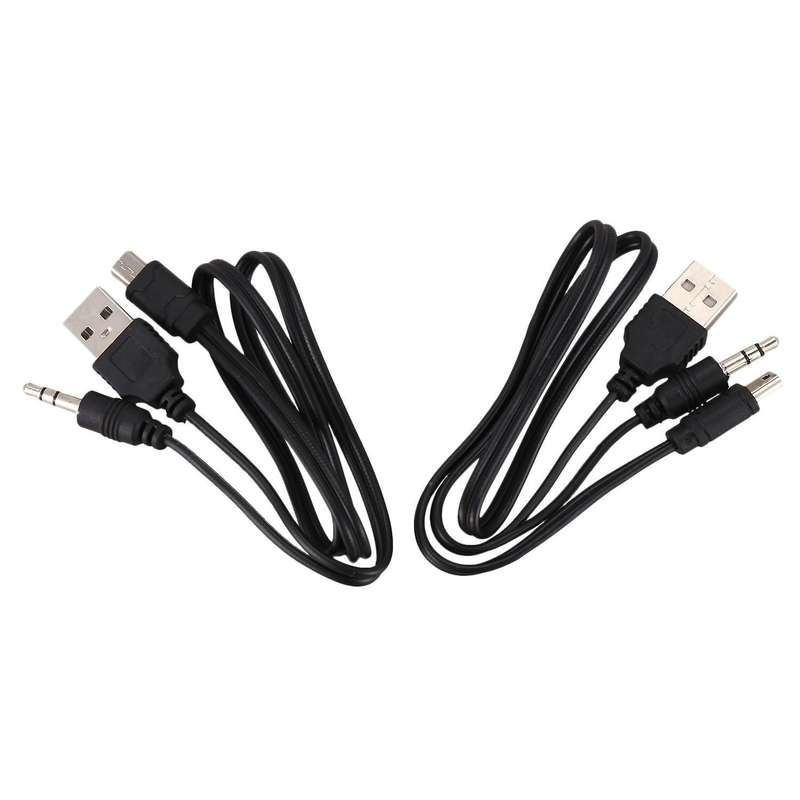 Usb 2.0 to Mini A Male 3.5mm Jack Plug Audio Data Cable 45cm 2 Pcs