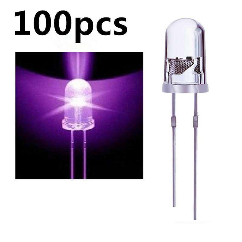 100pcs 5mm Round Purple Uv Led Diode Super Bright Purple Color