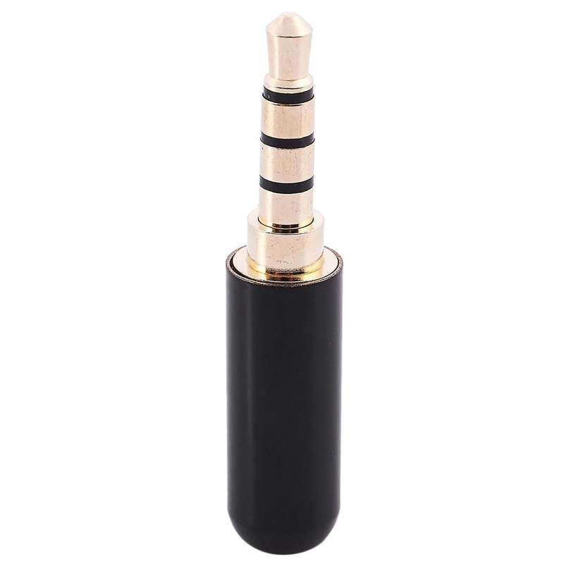 3.5mm 4 Pole Male Plug Solder Connector Gold Tone Black for 4mm Cord