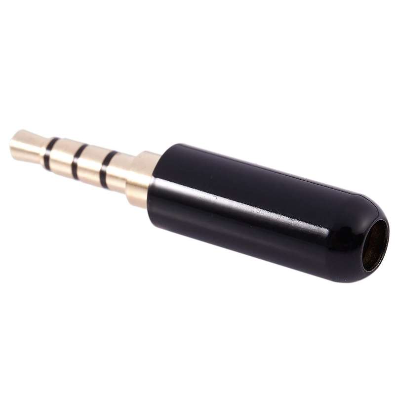 3.5mm 4 Pole Male Plug Solder Connector Gold Tone Black for 4mm Cord