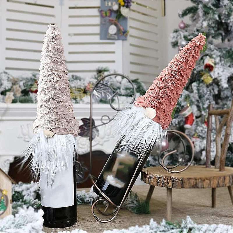 Christmas Hat Champagne Bottle Cover for Dinner Table Decor(gray)
