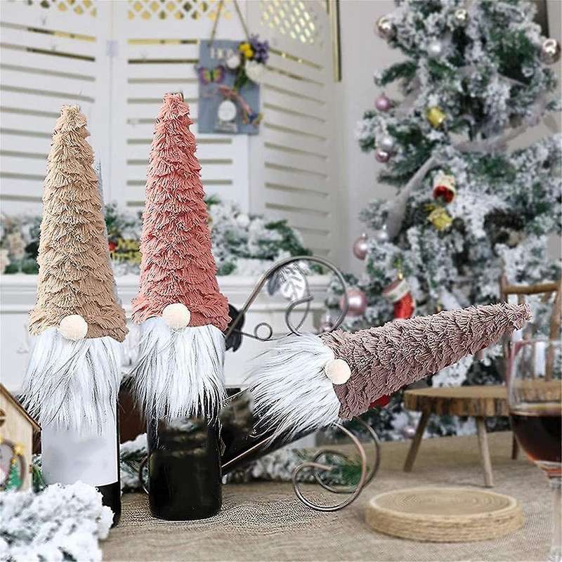 Christmas Hat Champagne Bottle Cover for Dinner Table Decor(gray)