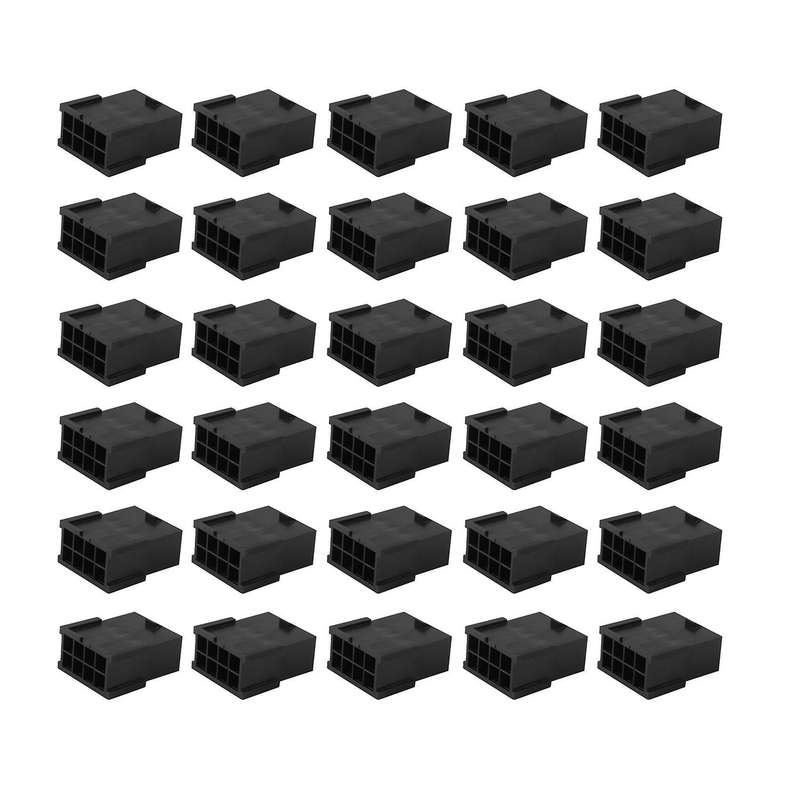 30pcs Pci-e 8p Female Pcie Power Connector for Pc Computer, Black