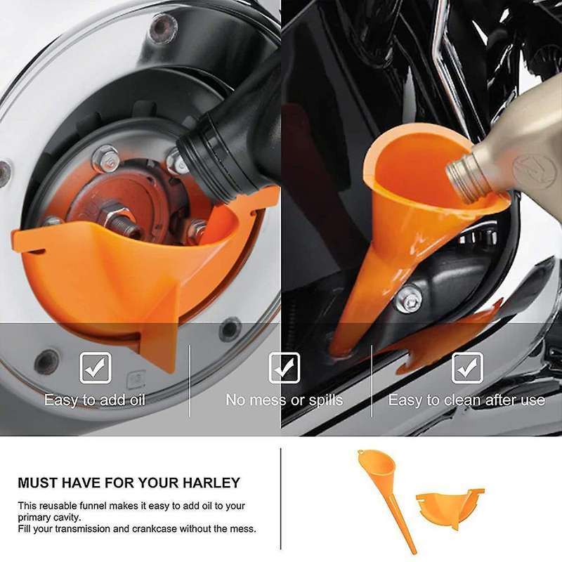 Oil Funnel Kit, 2pcs Motorcycle Crankcase Fill Funnel Compatible