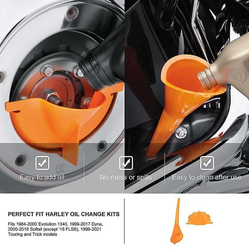 Oil Funnel Kit, 2pcs Motorcycle Crankcase Fill Funnel Compatible