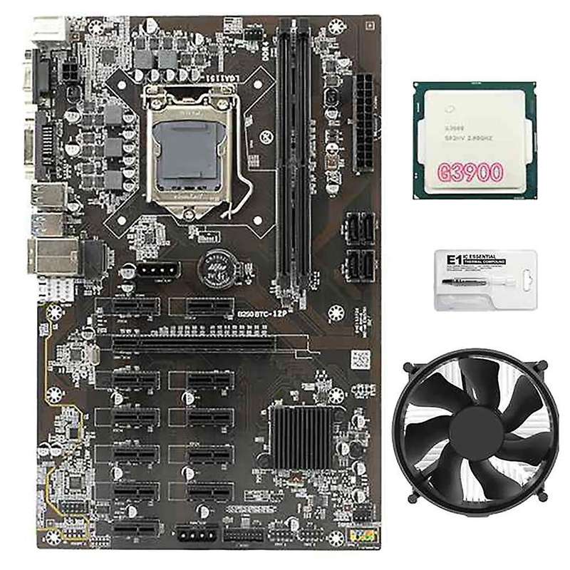 B250 Btc Mining Motherboard with G3900 Cpu+cooling Fan+thermal Grease